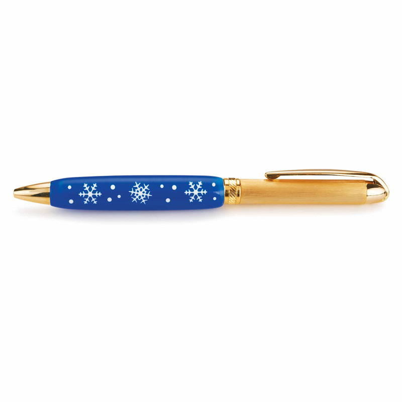 Acrylic Half Pen Blank - 11/16" x 2-5/8" - Blue Snowflake